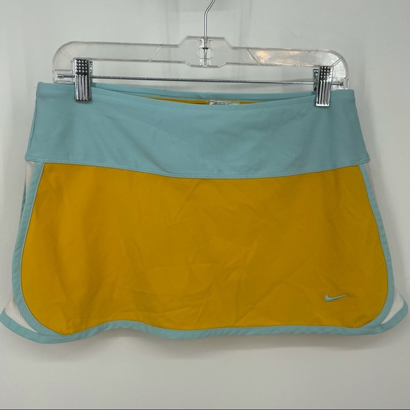 Nike fit dry tennis skirt yellow blue 203204 Sz S